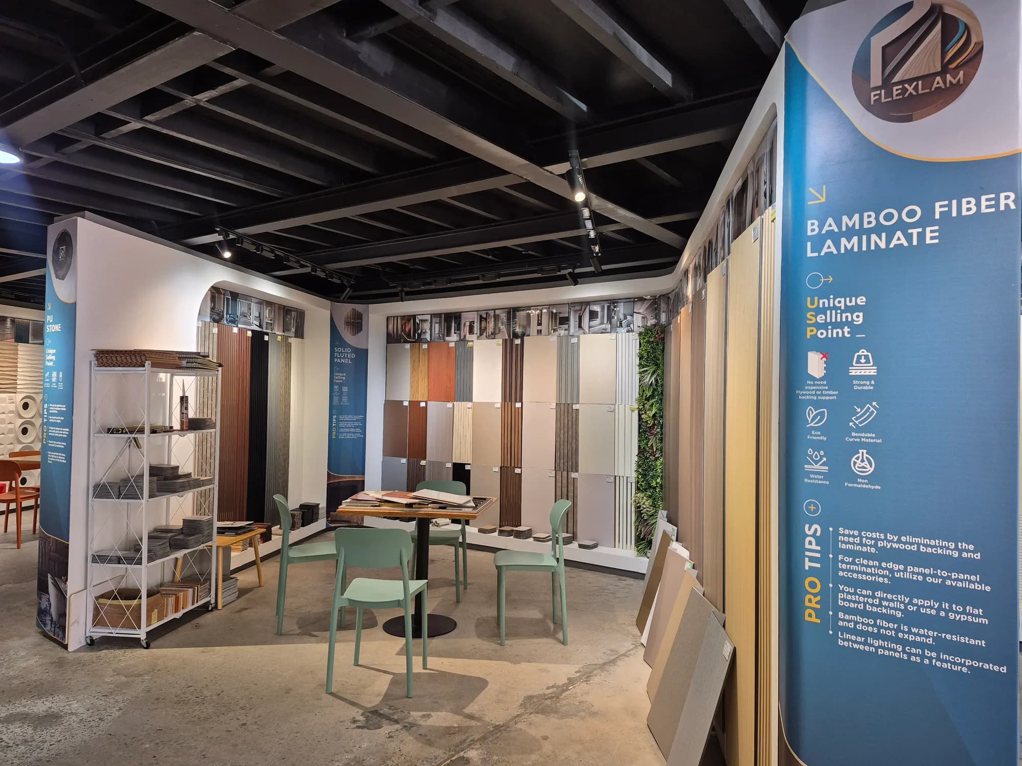 MissReno showroom interior — renovation material displays (4)