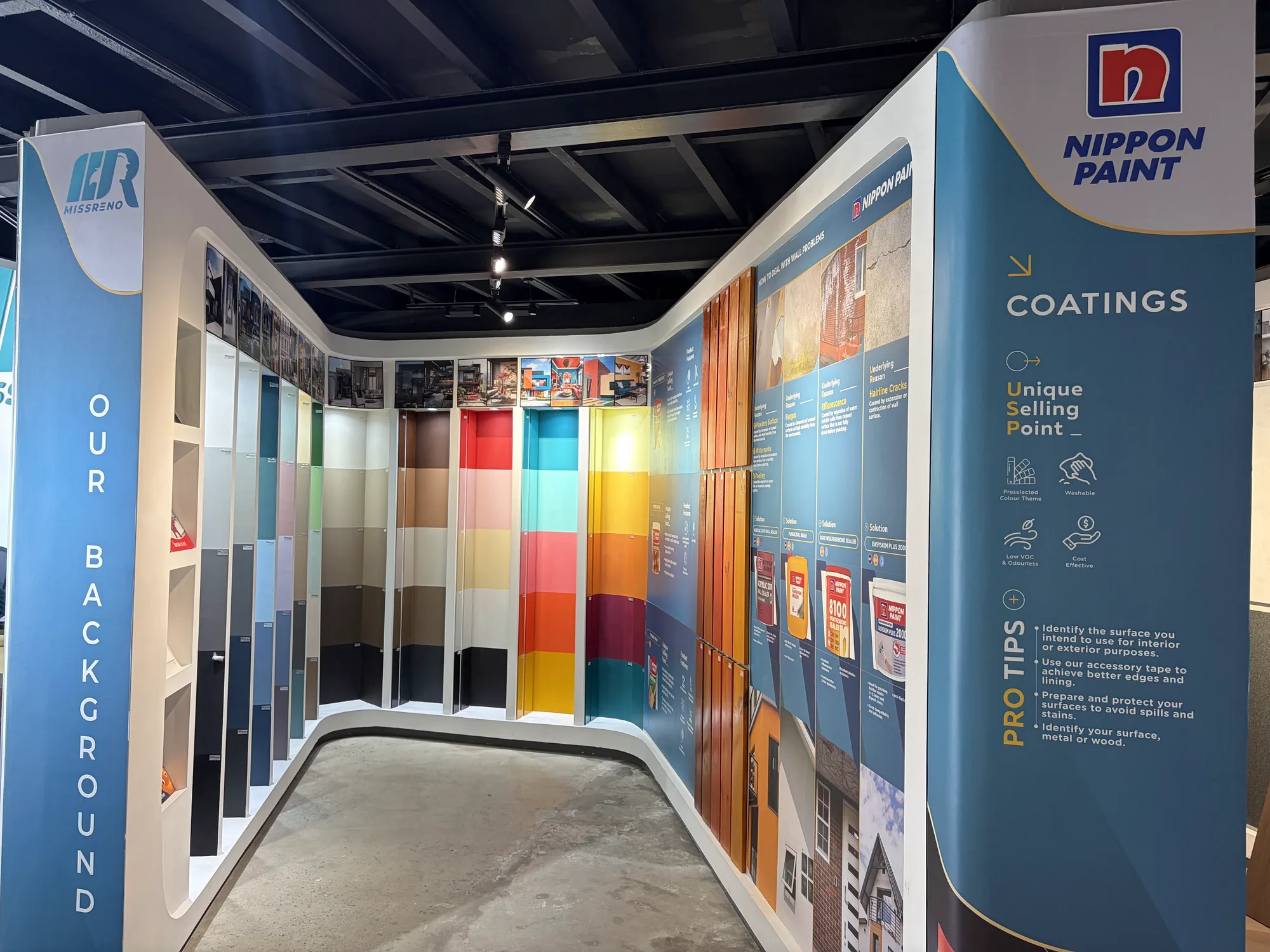 MissReno showroom interior — renovation material displays (5)